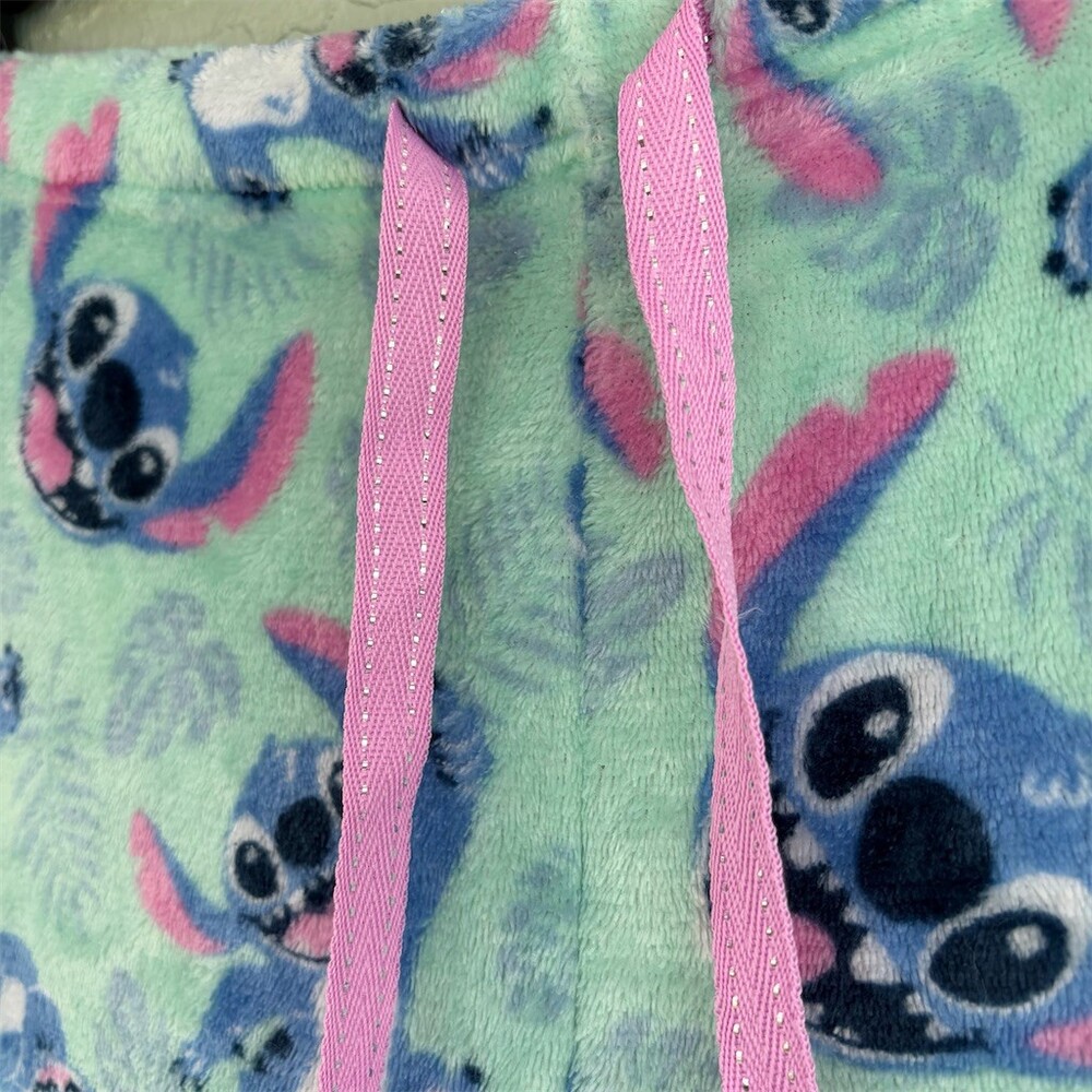 Disney Lilo & Stitch Pajama Pants Womens XL Mint Green Stitch Print Plush - Picture 5 of 10